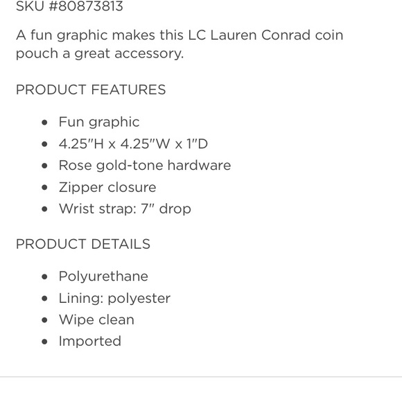 NWT  Lauren Conrad Coin pouch - Picture 5 of 5